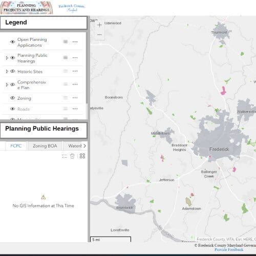 Frederick Planning Projects and Hearings Map