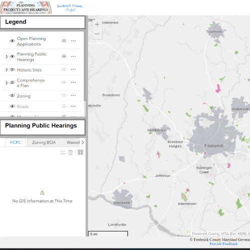 Frederick Planning Projects and Hearings Map