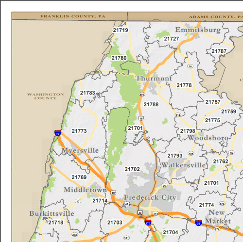 Frederick Zip Code Map