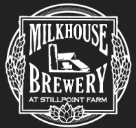 Milkhouse Brewery a Black and White Logo for Milkhouse Brewery at Stillpoint Farm in New Market Md Features Bold Stylized Text with an Illustration of a Barn in the Center Surrounded by Hop Cones and Leaves on Both Sides and at the Bottom