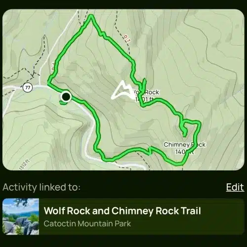 Wolf rock chimney rock loop hike route