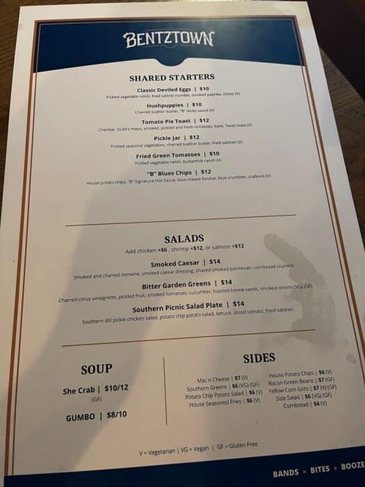 Bentztown menu starters