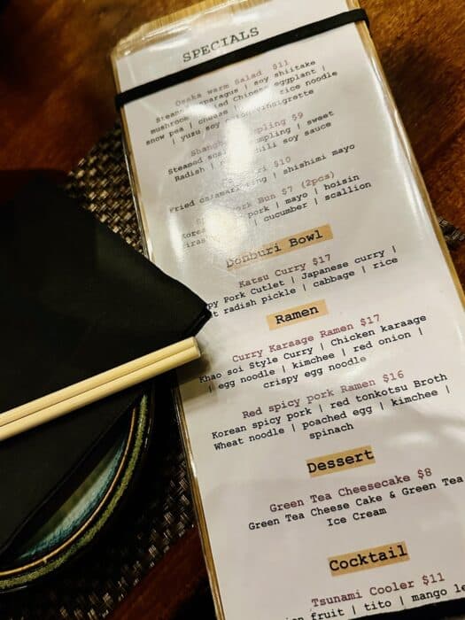 Tsunami Ramen Cocktail Menu