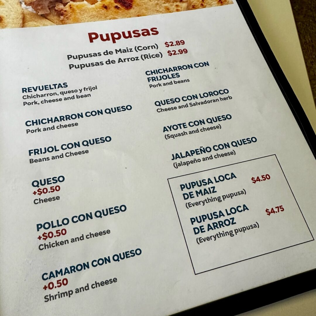 Papusas Menu Que Chivo Frederick
