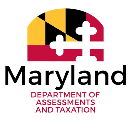 Maryland Department of Assessments and Taxation Logo with the Maryland Flag Graphic and the Words Maryland and Department of Assessments and Taxation