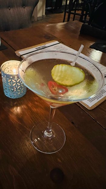 Spicy Pickle Martini at Vintage